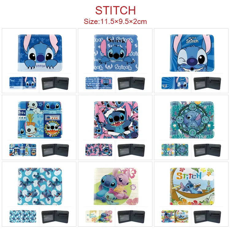 Lilo & Stitch Inspired Full Color Bi-Fold Wallet – Cute Stitch Print PU Leather Card Holder with Coin Pocket & ID Window, Compact Short Billfold for Fans & Students